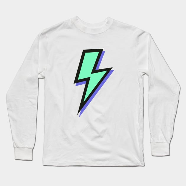 Mint Green and Purple Lightning Bolts Long Sleeve T-Shirt by OneThreeSix